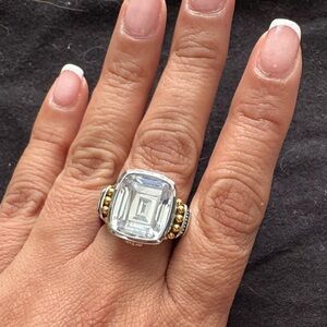 Park Lane Silver and Gold Women's Ring with Clear Gem